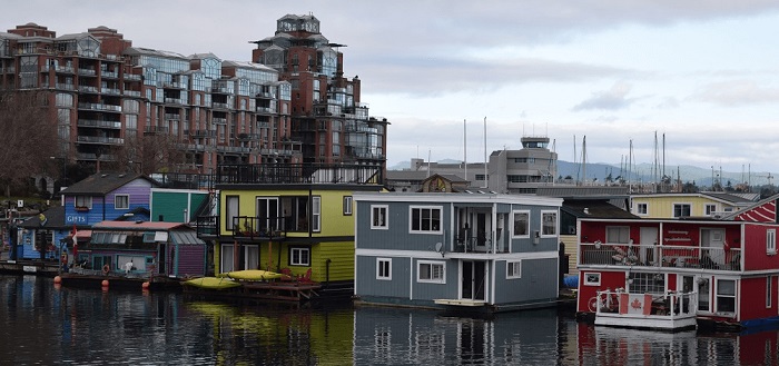 Float homes at Fisherman's Wharf in Victoria BC